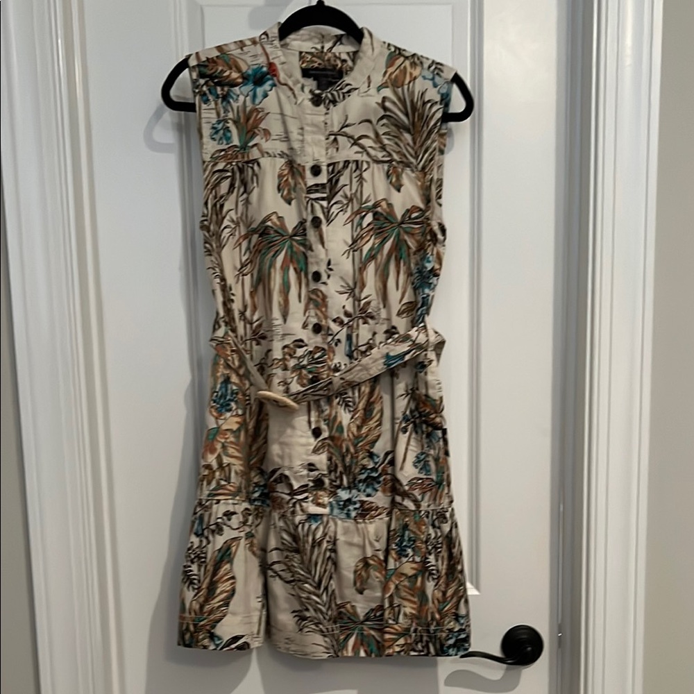 Banana Republic Floral Print Dress - Cream and Brown